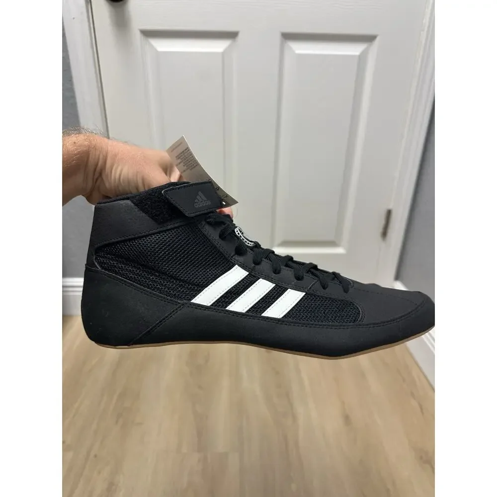 New Men Adidas HVC 2 Wrestling Shoes MMA Boxing Black White Gum AQ3325 Size 13.5